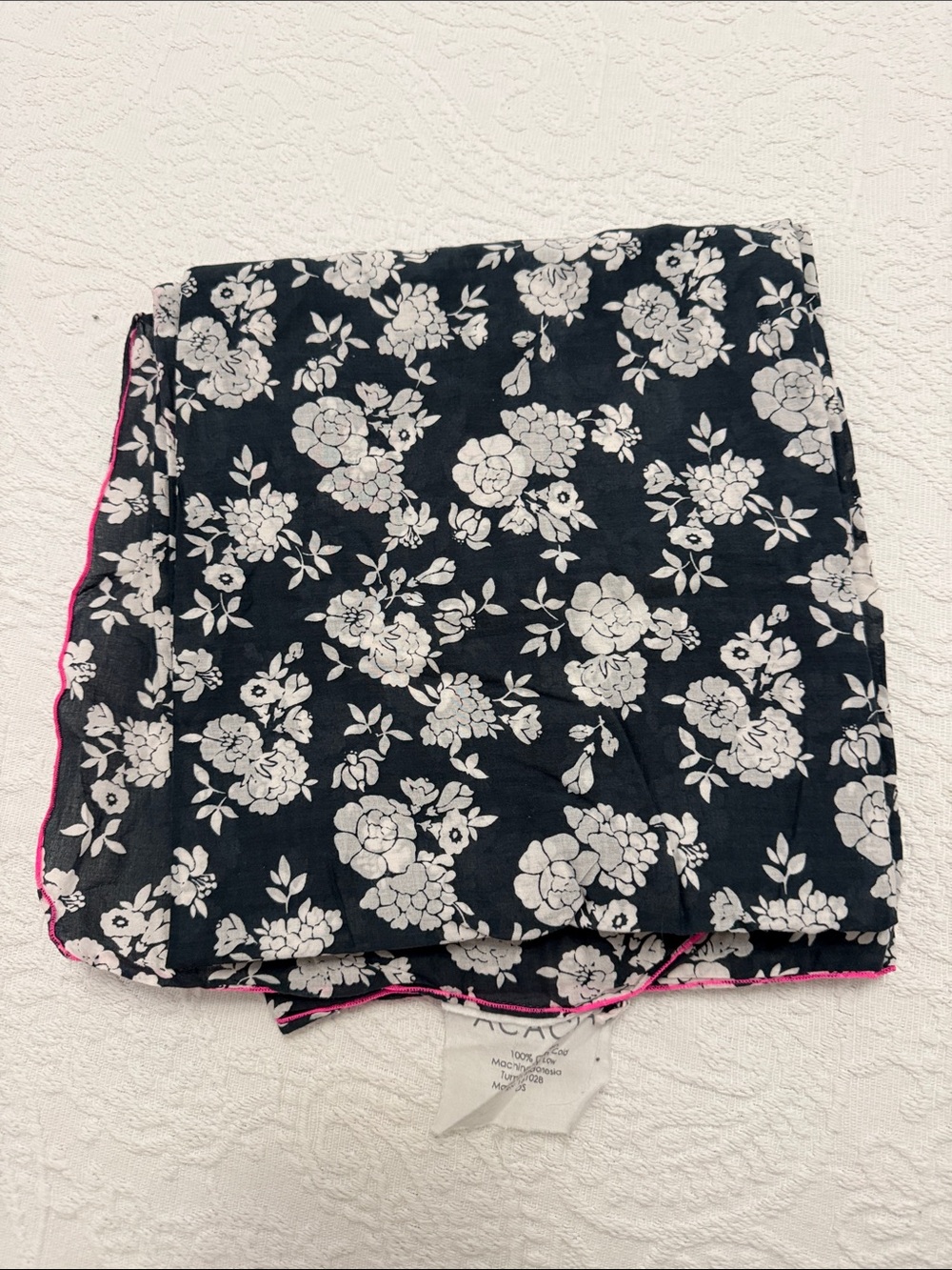 Acacia swimwear Navy with Pink Trim pareo